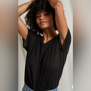 Perfectwhitetee Patsy Linen Jersey spandex crew tee T-shirt in true black
